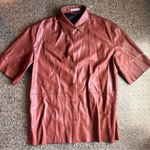 Men's Red Leather Shirt